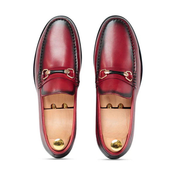 Brown Horsebit Slip On Loafers