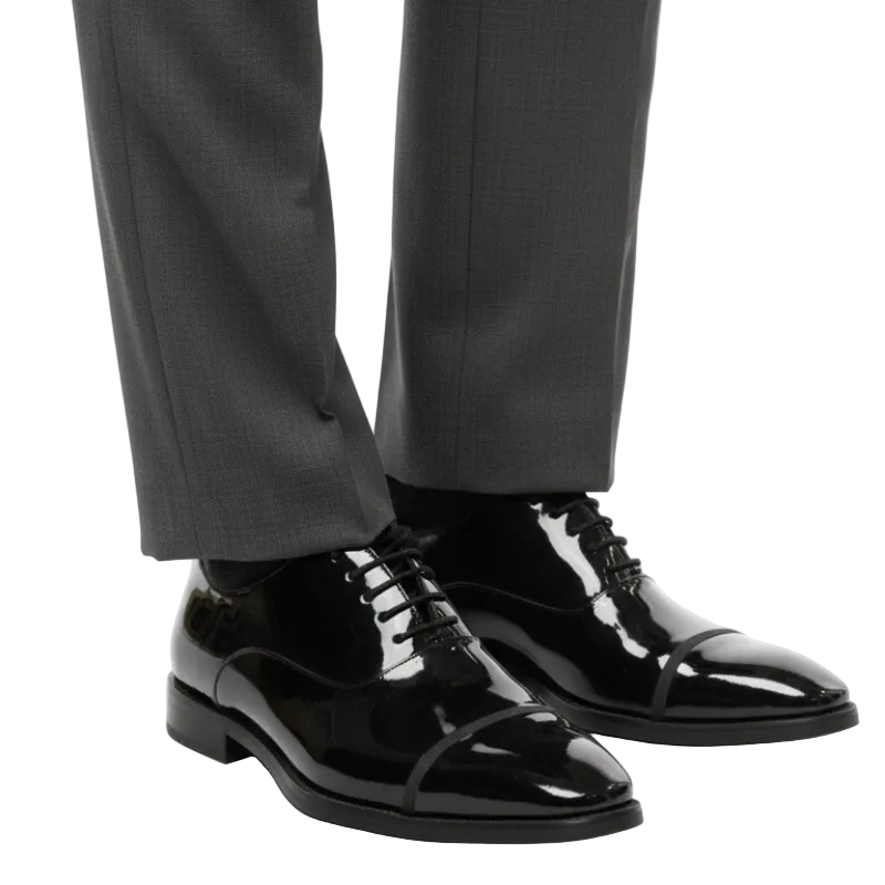 Gloss Patent Cap-Toe Italian Oxford Shoes