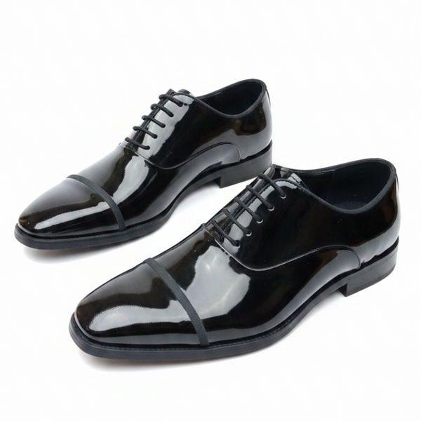 Gloss Patent Cap-Toe Italian Oxford Shoes