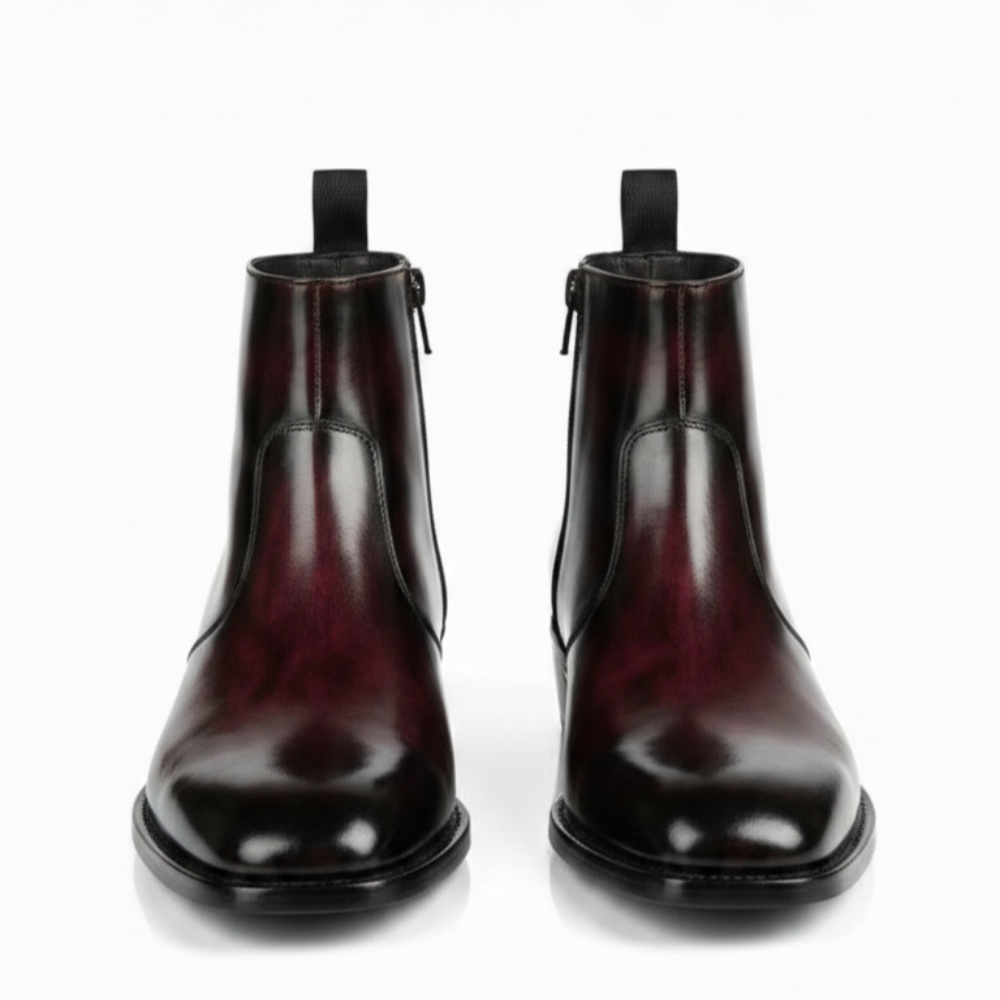 Glossy Hand-finished Italian Leather Chelsea Boots
