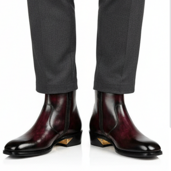 Glossy Hand-finished Italian Leather Chelsea Boots