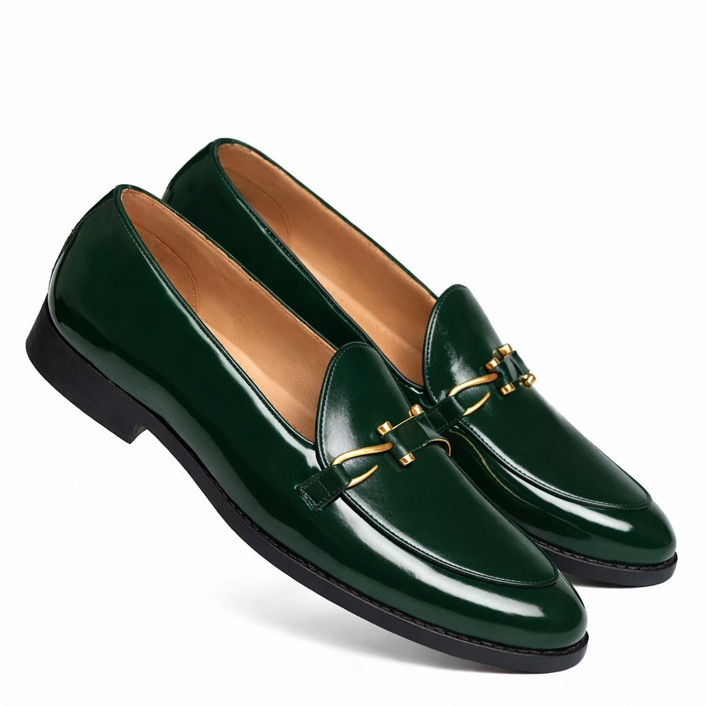 Patent Handmade Leather Blue Loafer For Men