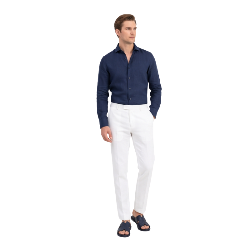 H Cut Ostrich Embossed Leather Slipper