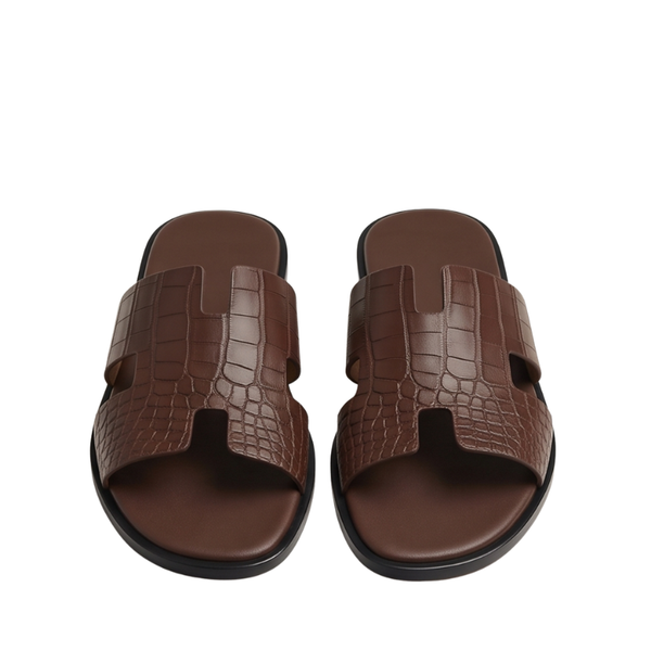 H Style Crocodile Embossed Leather Slipper
