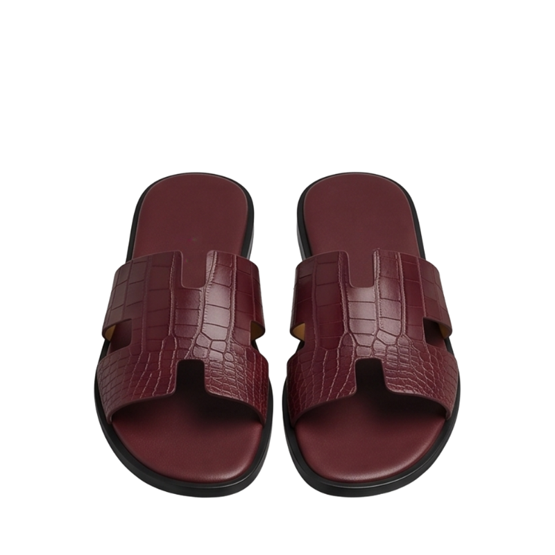 H Style Crocodile Embossed Leather Slipper