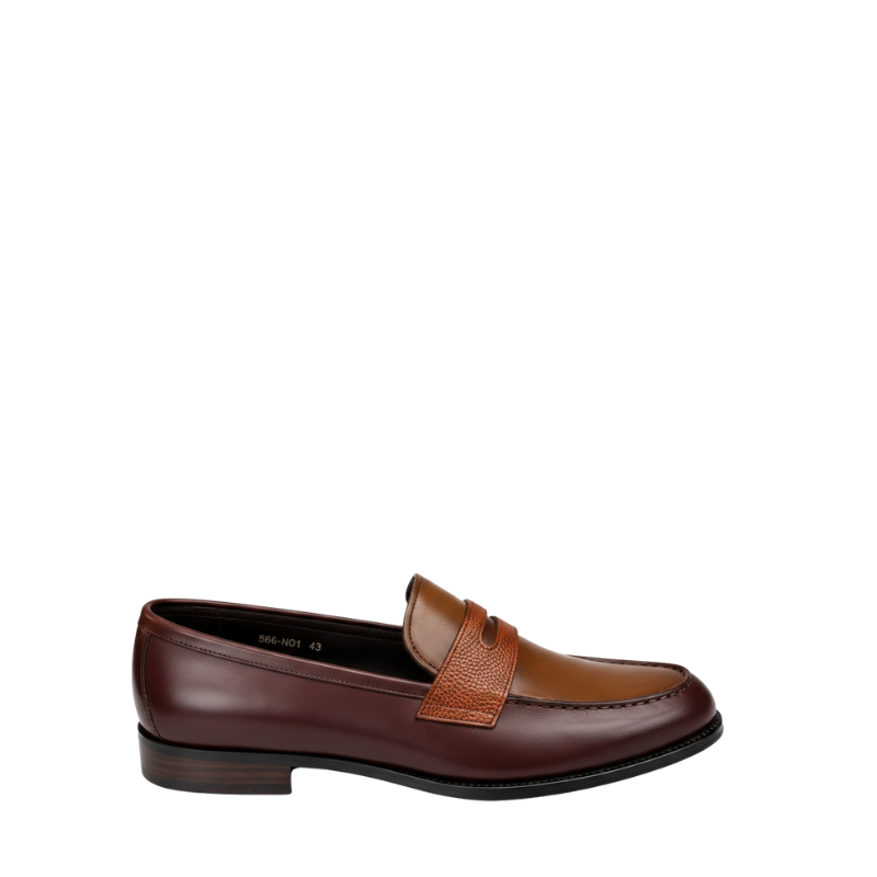 Heritage Contrast Two‑Tone Leather Loafers