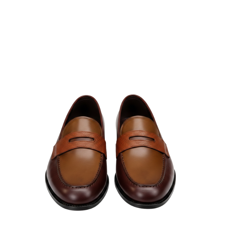 Heritage Contrast Two‑Tone Leather Loafers