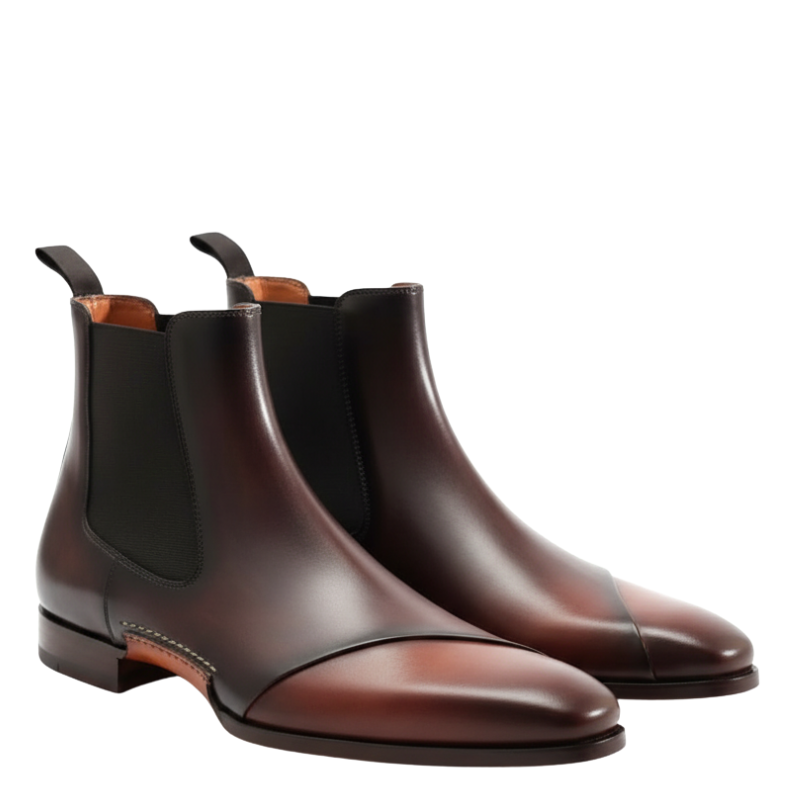 Auburn Cap-Toe Leather Chelsea Boots