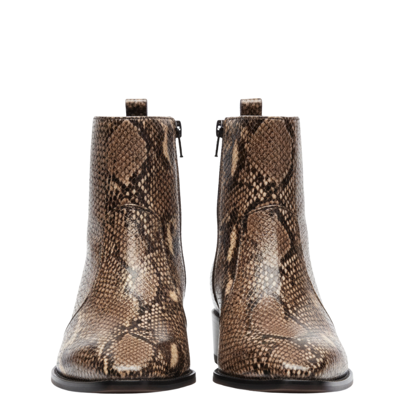 Snakeskin Pointed Ankle Boots