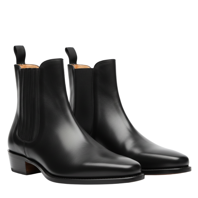 Gloss Finish Classic Chelsea Leather Boots