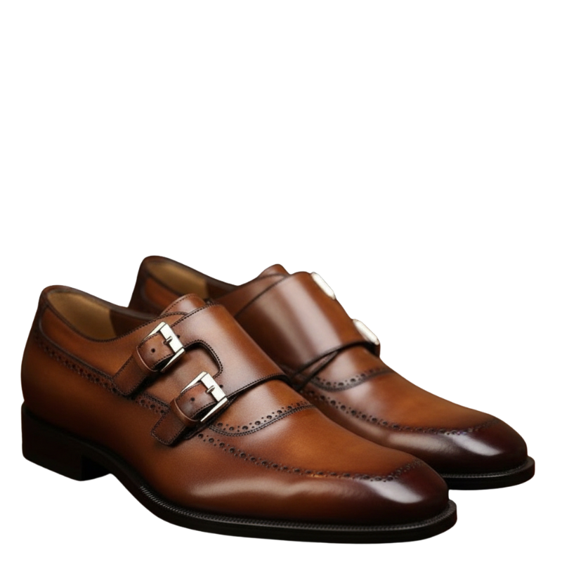 Classic Polished Leather Double Monk Shoes