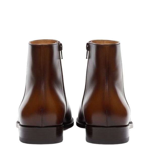 Italian Leather Zipper Ankle Boots