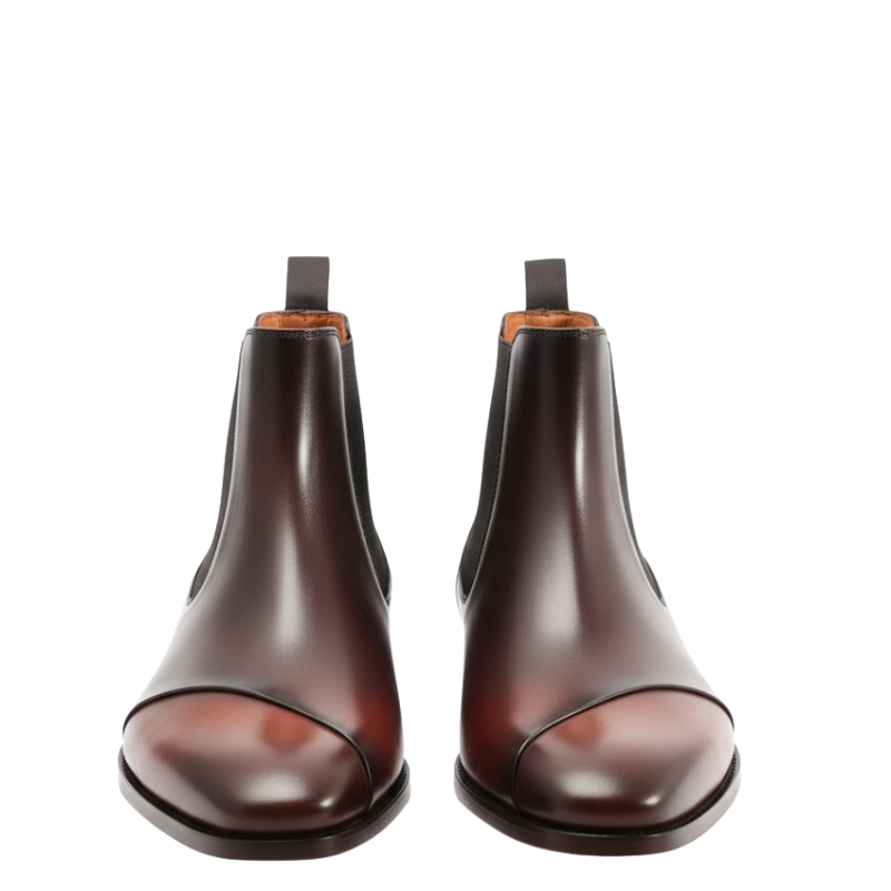Auburn Cap Toe Leather Chelsea Boots