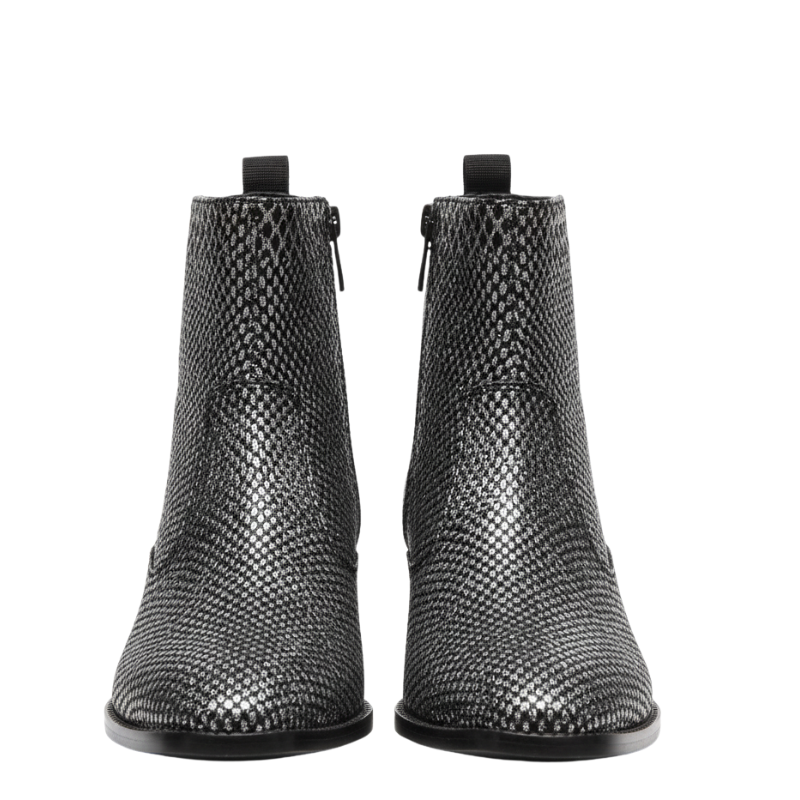 Snakeskin Ankle Boots with Metallic Gold Heel