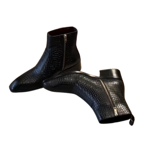 Premium Croco Texture Side Zipper Chelsea Boots
