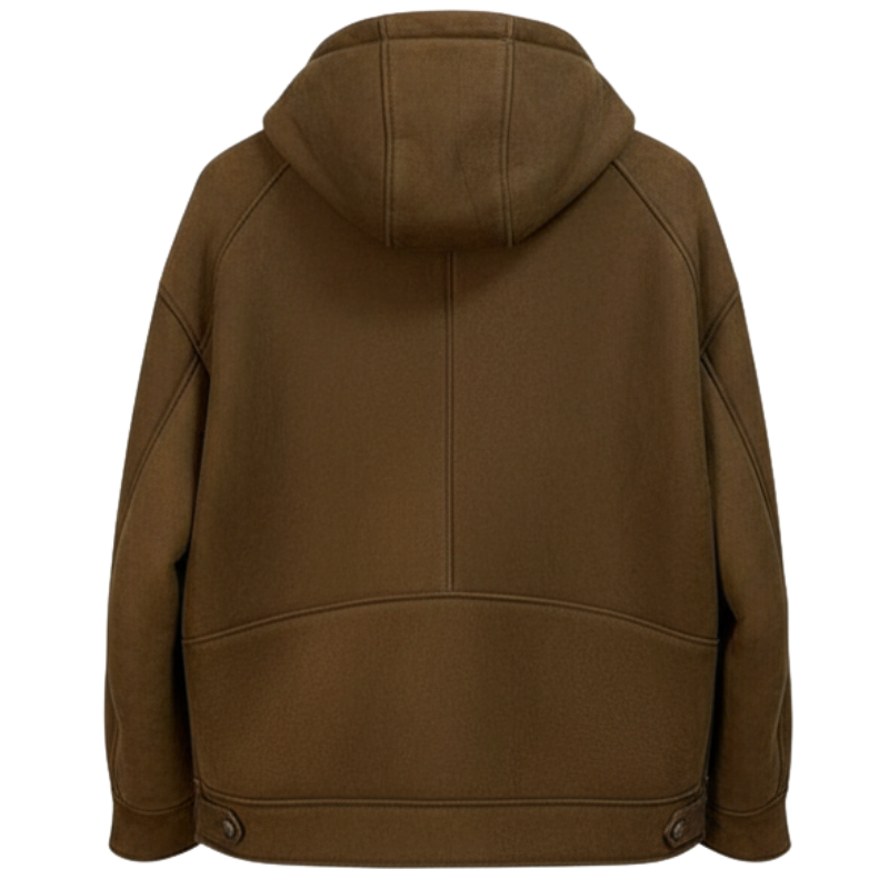 Hood Fleece Suede Warm Shearling Jacket