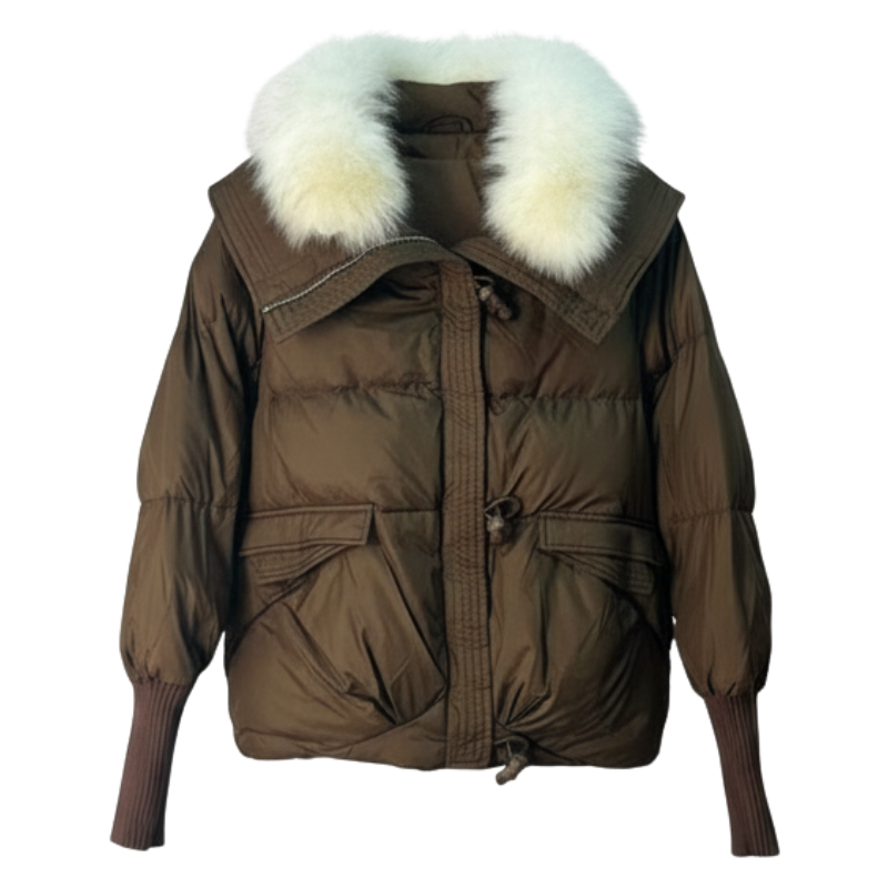 Cocoa Fluff Toggle Puffer Jacket