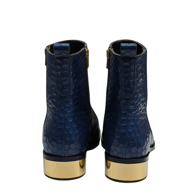 Sapphire Serpent Grace Embossed Golden Toe Boot