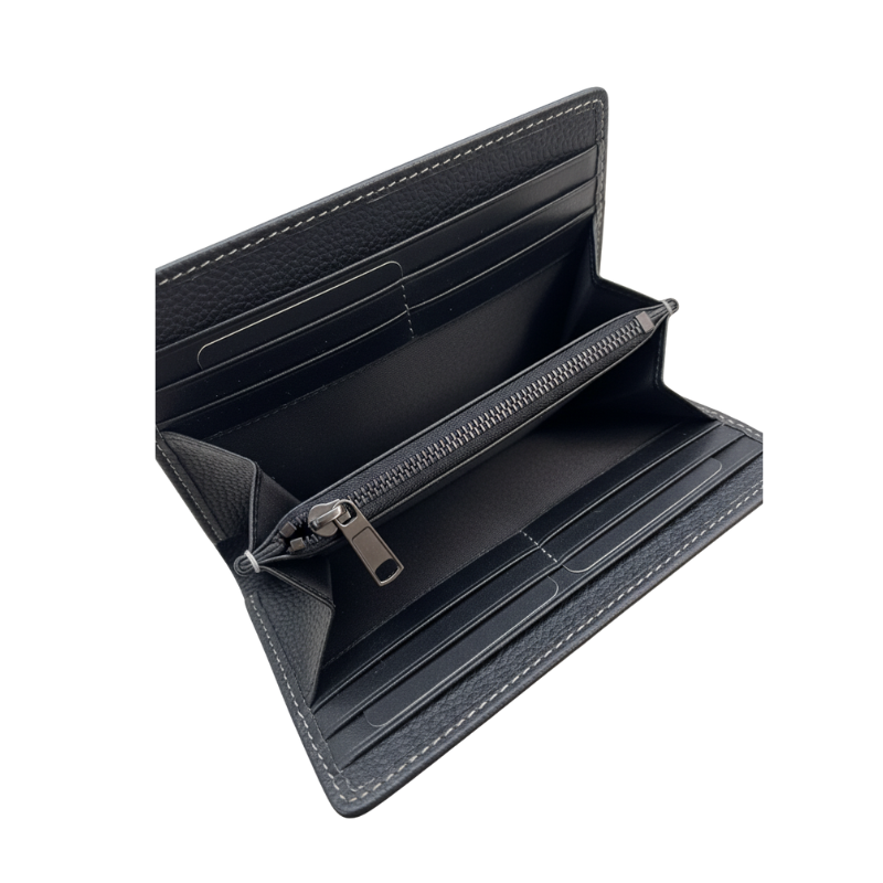 Noir Stitch Textured Leather Wallet