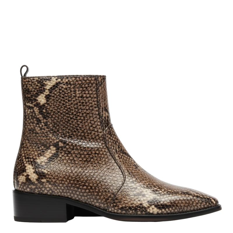 Snakeskin Pointed Ankle Boots