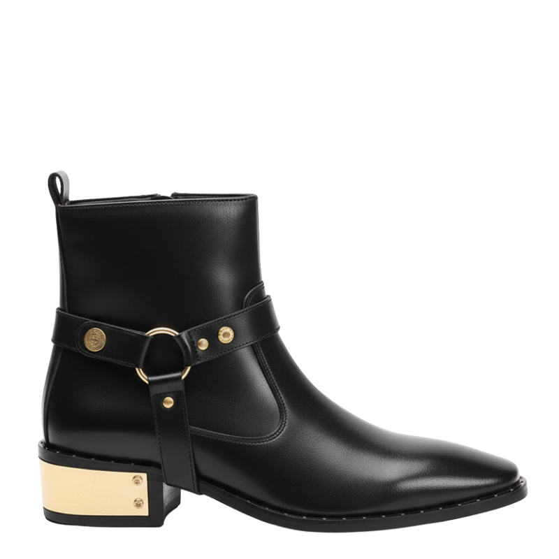 Luxury Noir Grace Gold-Plated Heel Boot