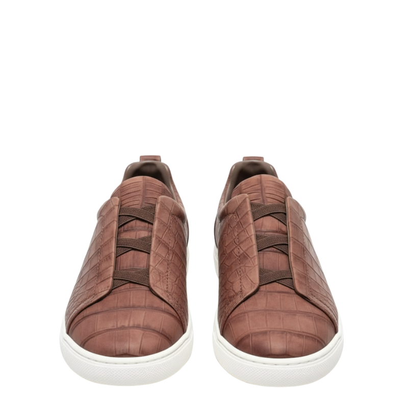 Croc-Embossed Italian Luxe Slip-On Sneakers