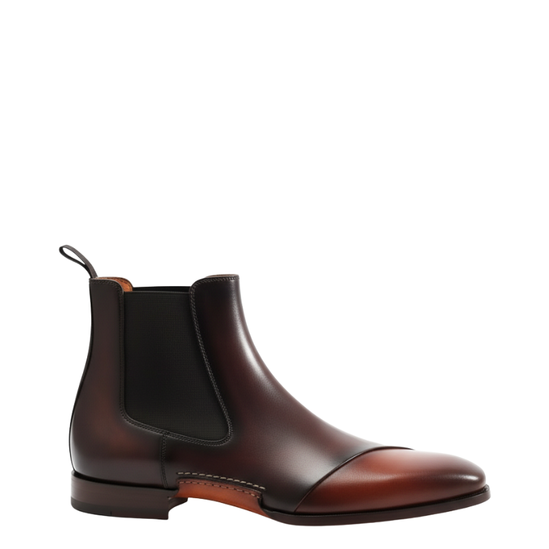 Auburn Cap-Toe Leather Chelsea Boots
