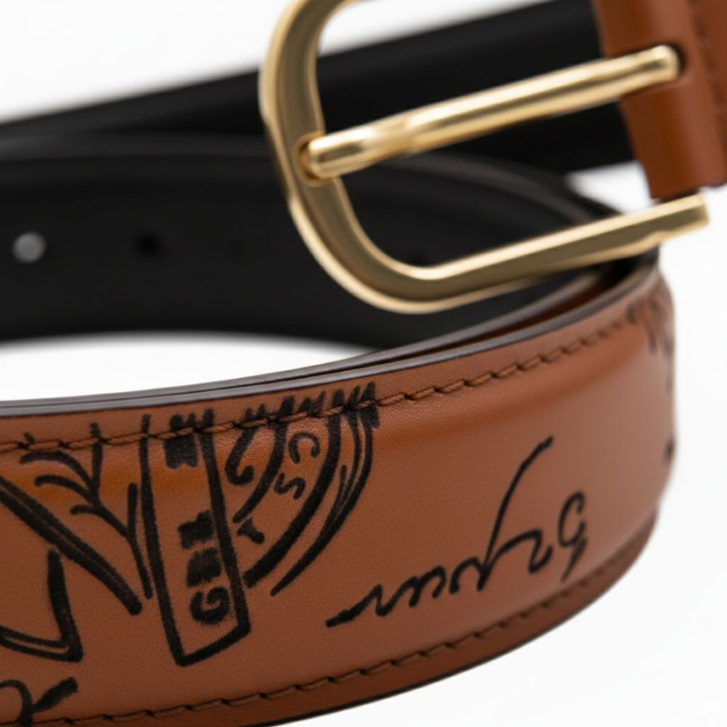 Scripted Elegance Gold Buckle Belt