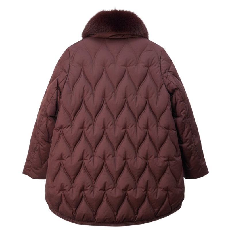 Luxe Leaf Quilted Coat with Pearl-Tipped Drawstrings