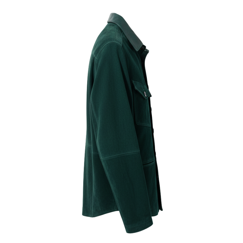 Forest Grid Suede Utility Jacket