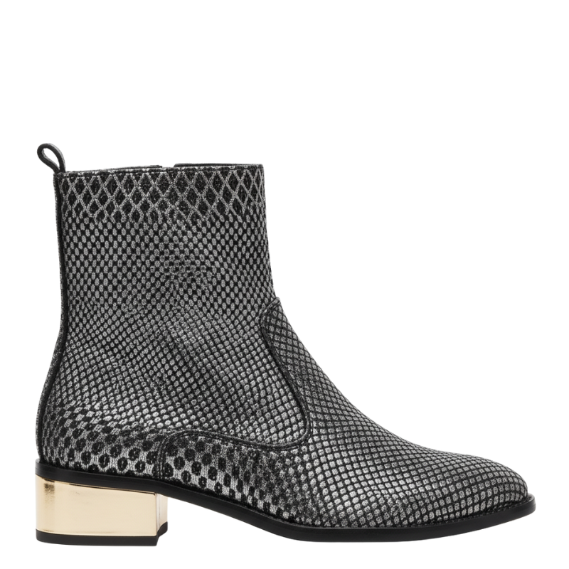 Snakeskin Ankle Boots with Metallic Gold Heel