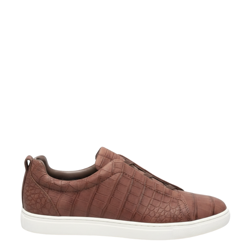 Croc-Embossed Italian Luxe Slip-On Sneakers