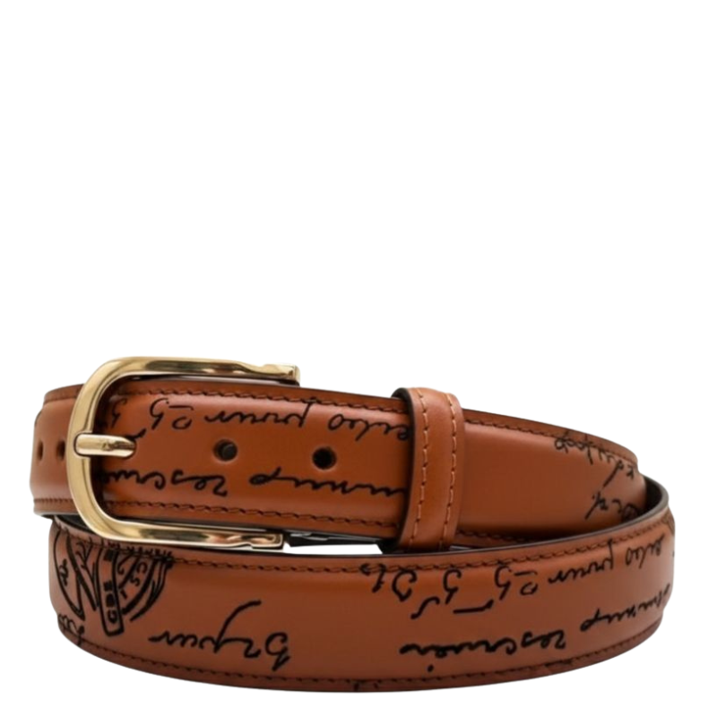 Scripted Elegance Gold Buckle Belt