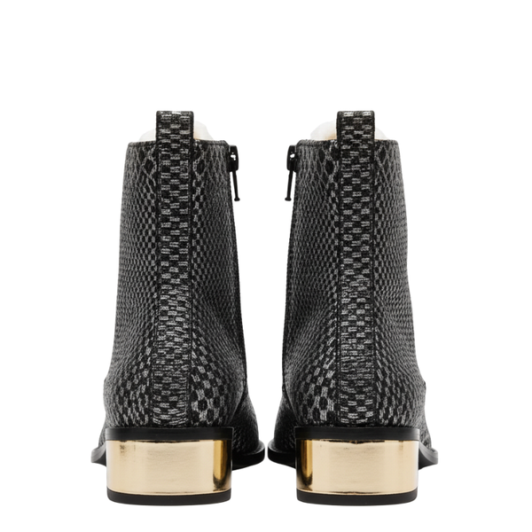 Snakeskin Ankle Boots with Metallic Gold Heel