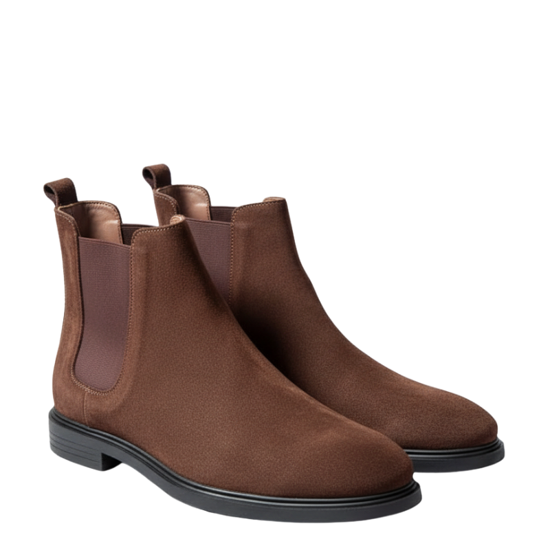 Men's Suede Smooth Walnut Chelsea Boots
