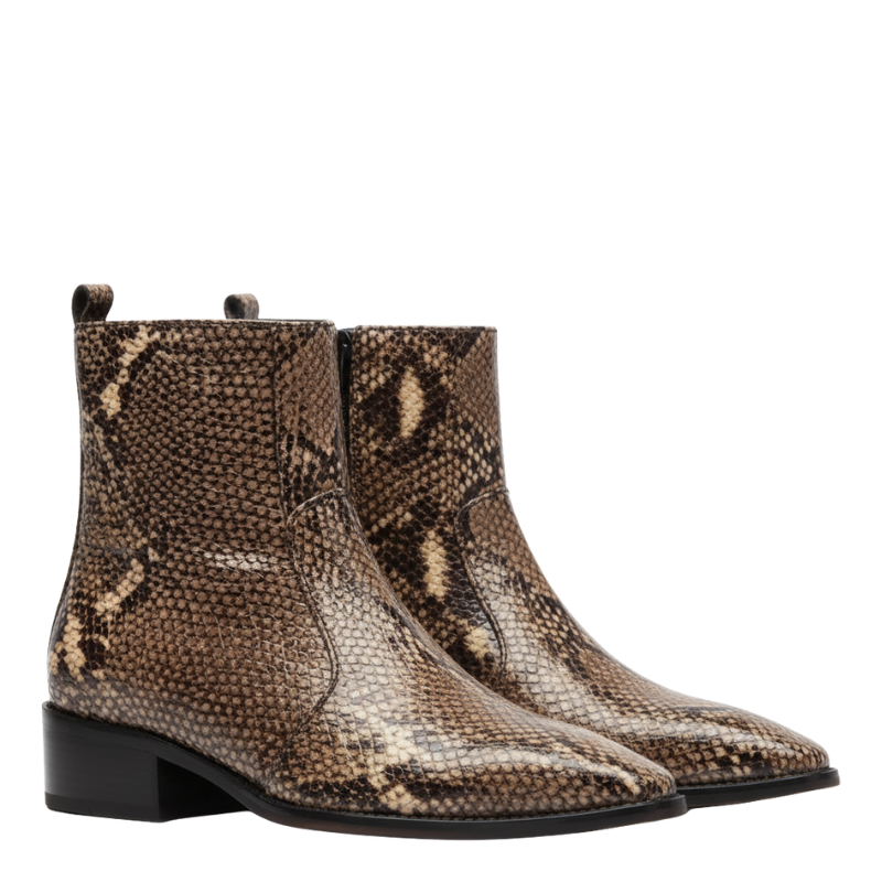 Snakeskin Pointed Ankle Boots