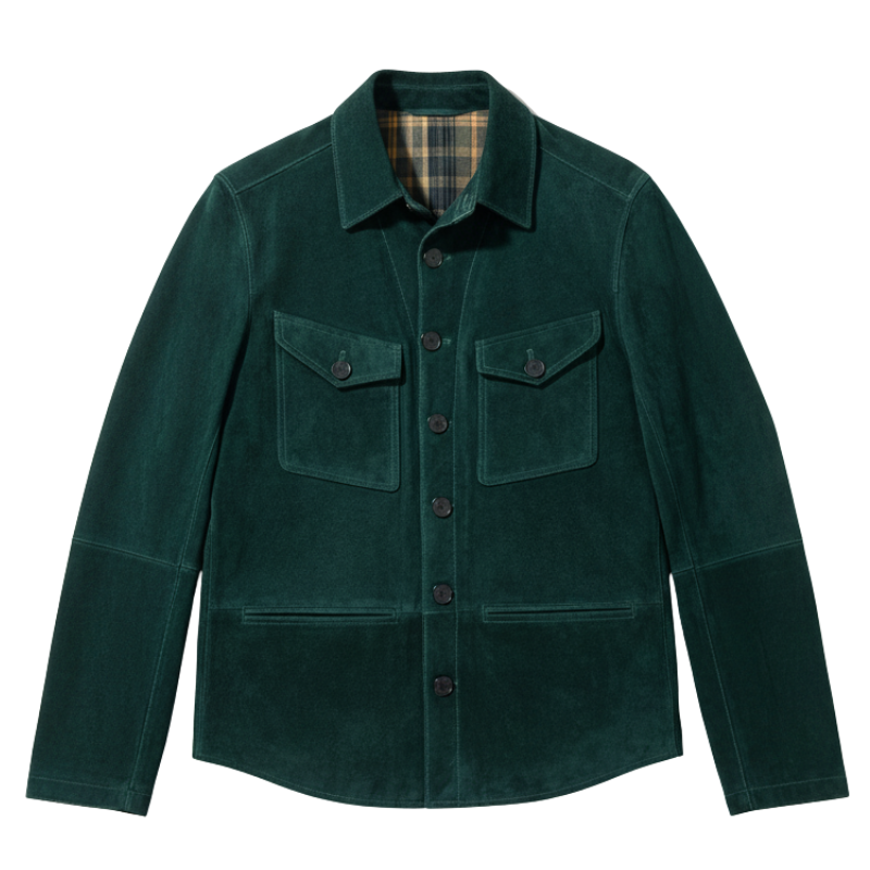 Forest Grid Suede Utility Jacket