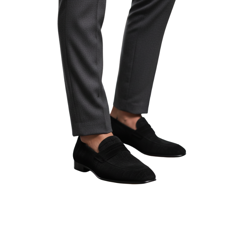 Baron Croc Textured Suede Loafer