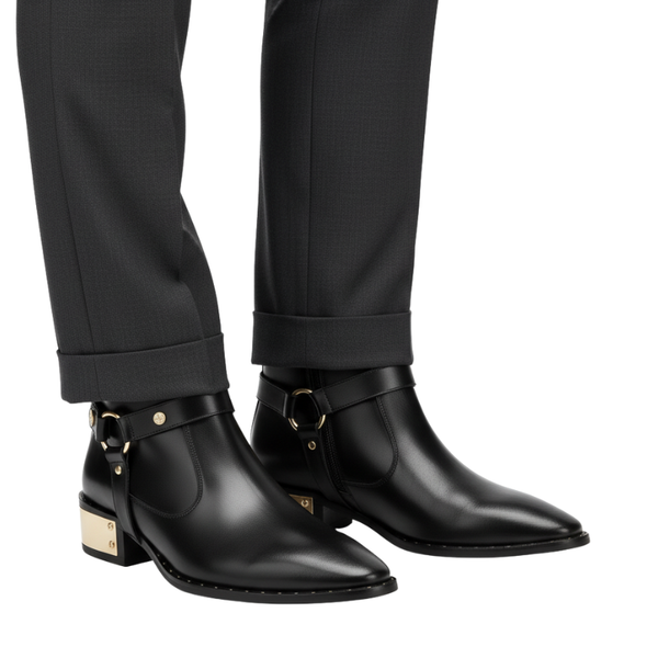 Luxury Noir Grace Gold Plated Heel Boot