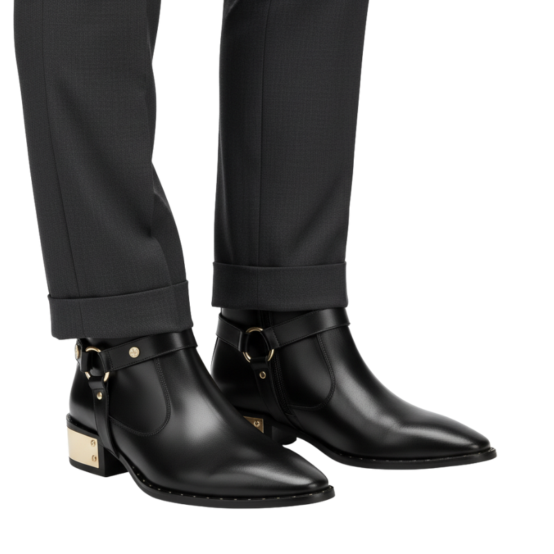 Luxury Noir Grace Gold-Plated Heel Boot