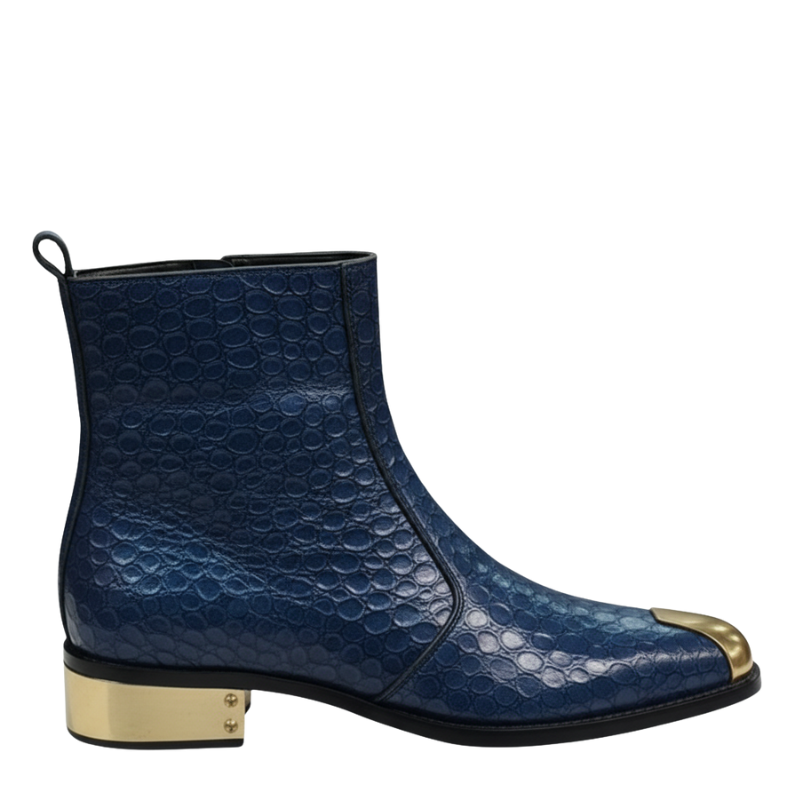 Sapphire Serpent Grace Embossed Golden Toe Boot