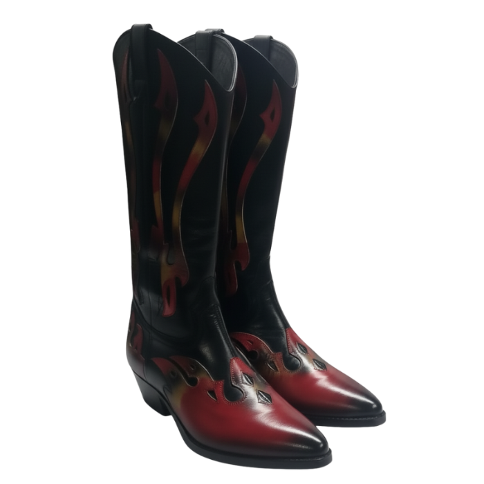 Italian Inferno Crest Handpainted Cowboy Boots