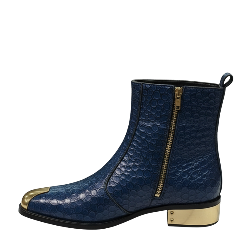 Sapphire Serpent Grace Embossed Golden Toe Boot