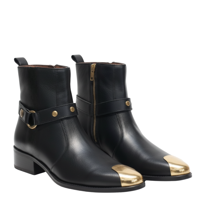 Luxury Noir Gold Ring Golden Toe Boot