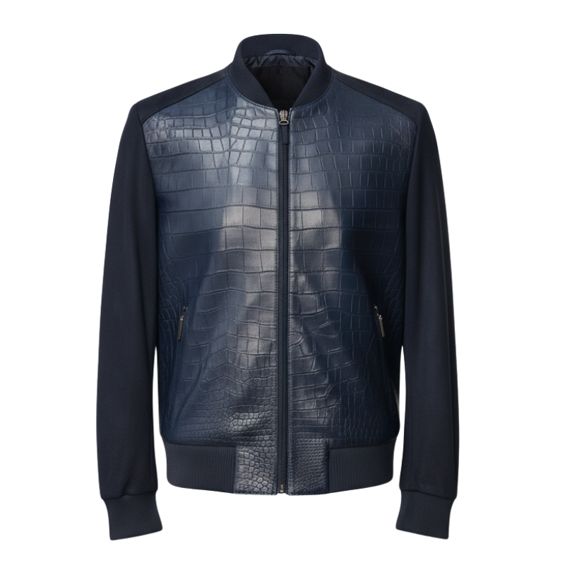 Men’s Premium Croc-Panel Luxe Bomber Jacket