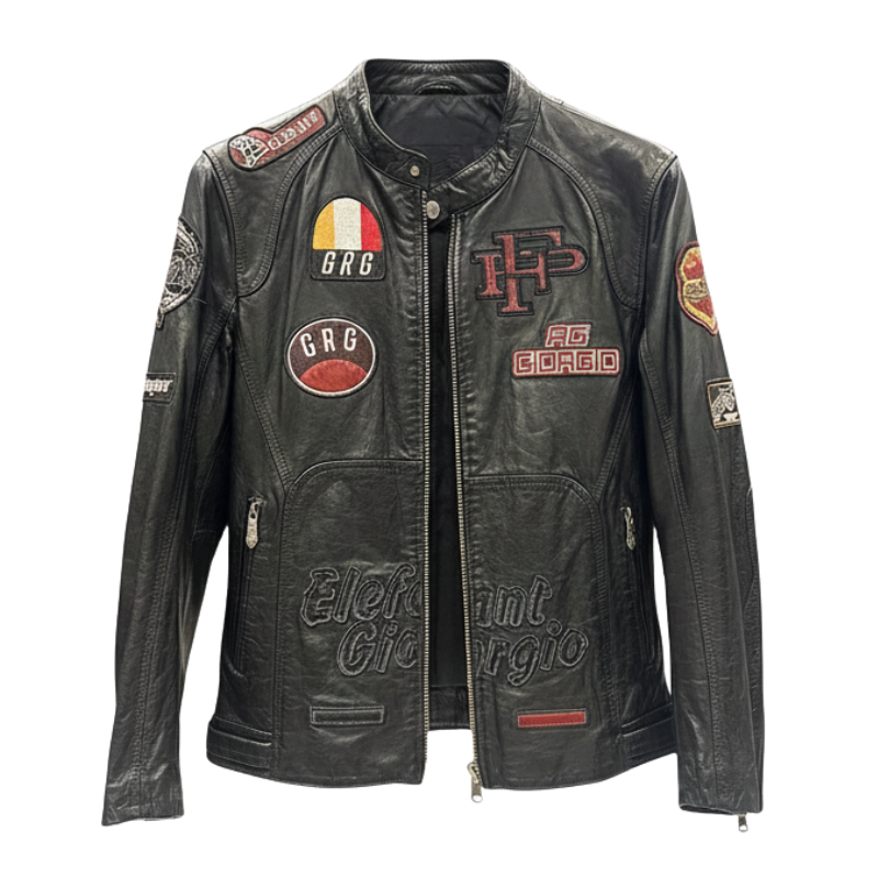Retro Patchwork Rider Leather Jacket