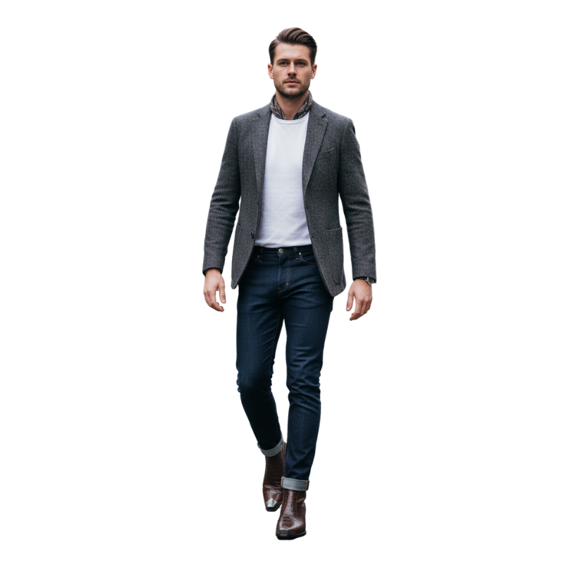 Metal-Toe Croc Textured Boots