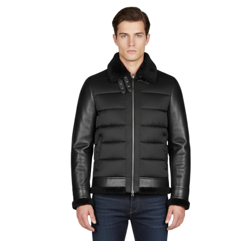 Frost Hybrid Shearling Bomber Jacket