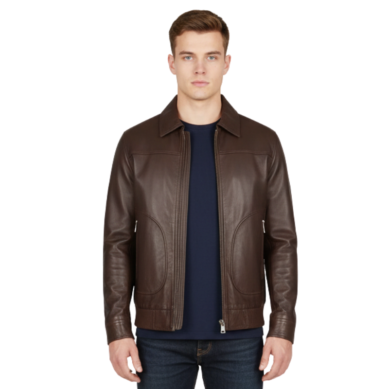 Men’s Premium Bordeaux Crest Luxe Leather Jacket