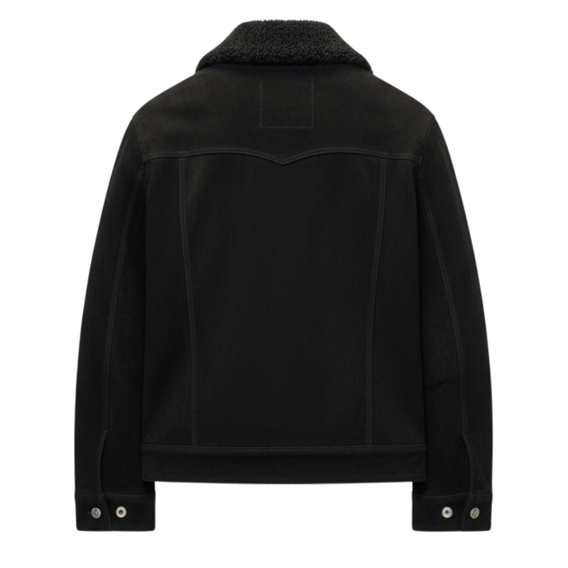 Shadow Black Suede Shearling Jacket